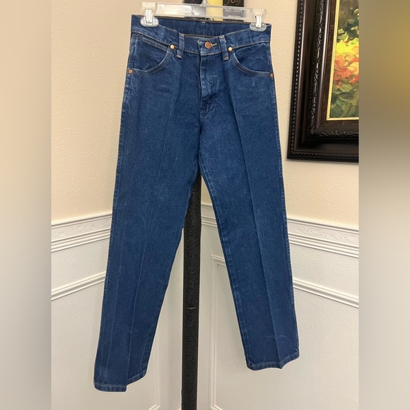 Vintage Wrangler Women’s Cowboy Cut Slim Fit Jeans 13MWZ Size 12R Dark Wash - Picture 1 of 4